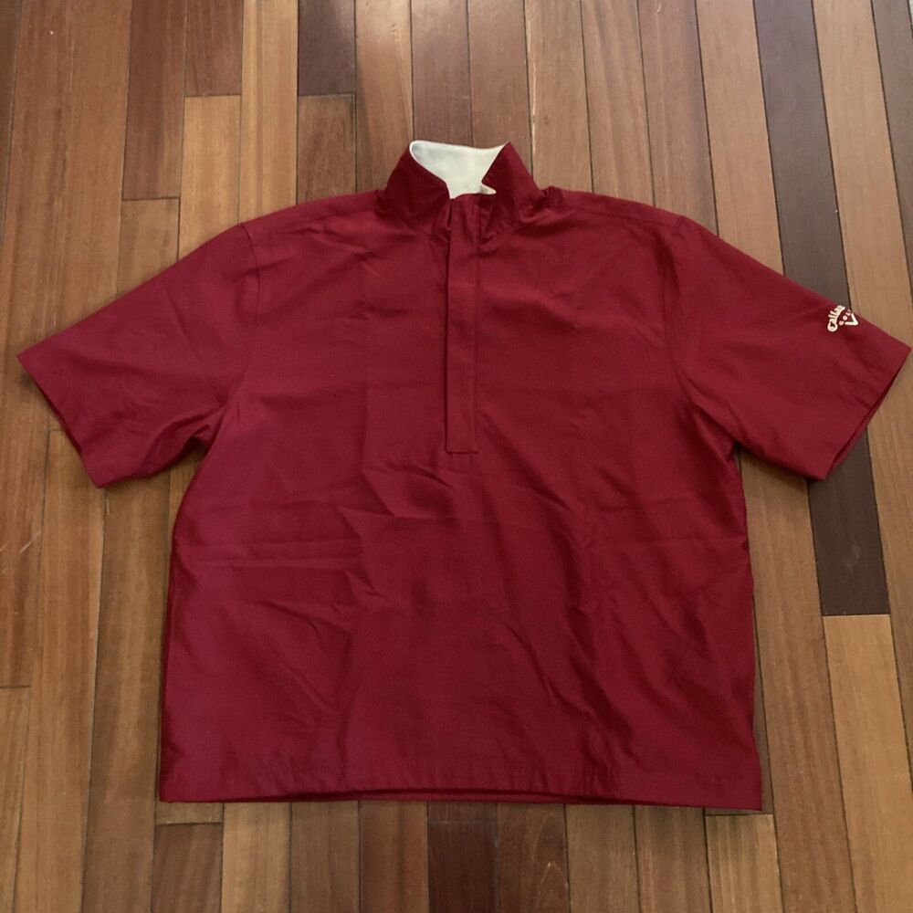 Callaway Golf Sport Outerwear Brushed Microfiber Sz Large Red Collared 1/4 Zip